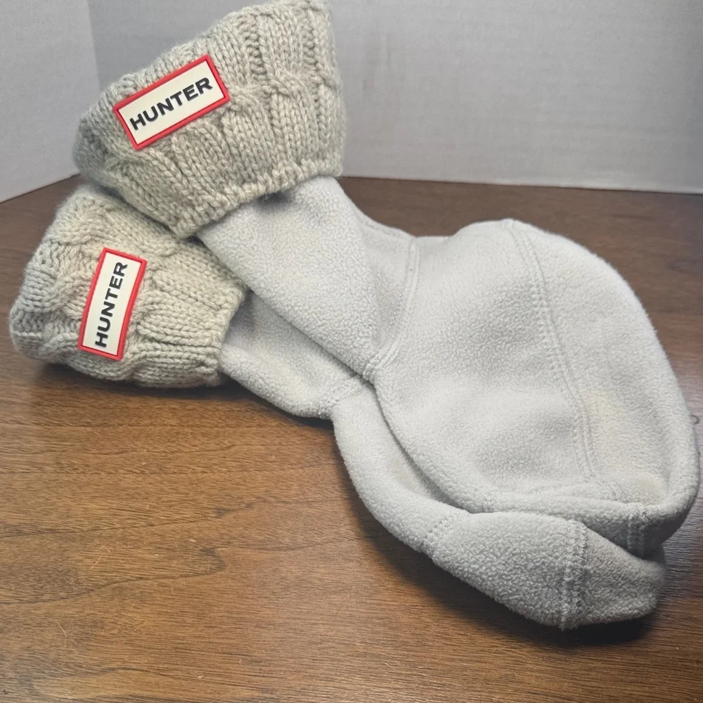 Hunter Short Sweater Fleece Boot Liner Socks, Gray, sz M (US Womens sz 5-7)